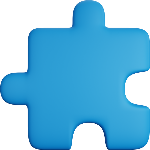 3D illustration Icon Blue Puzzle Piece