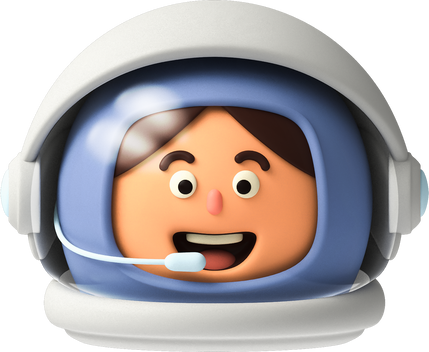 3D Astronaut Head Front-Facing White Suit Fair Skinned Person